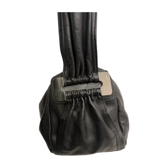 B. Makowsky Black Leather Shoulder Bag Slouchy Hobo Soft Pebbled Leather - Picture 4 of 15